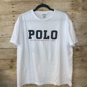 White polo graphic T shirt size large